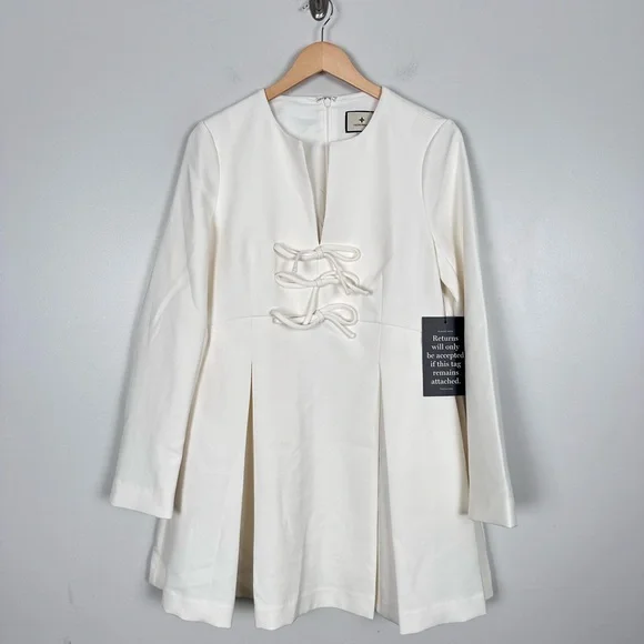 TUCKERNUCK White Crepe Blair Bow Coat Dress